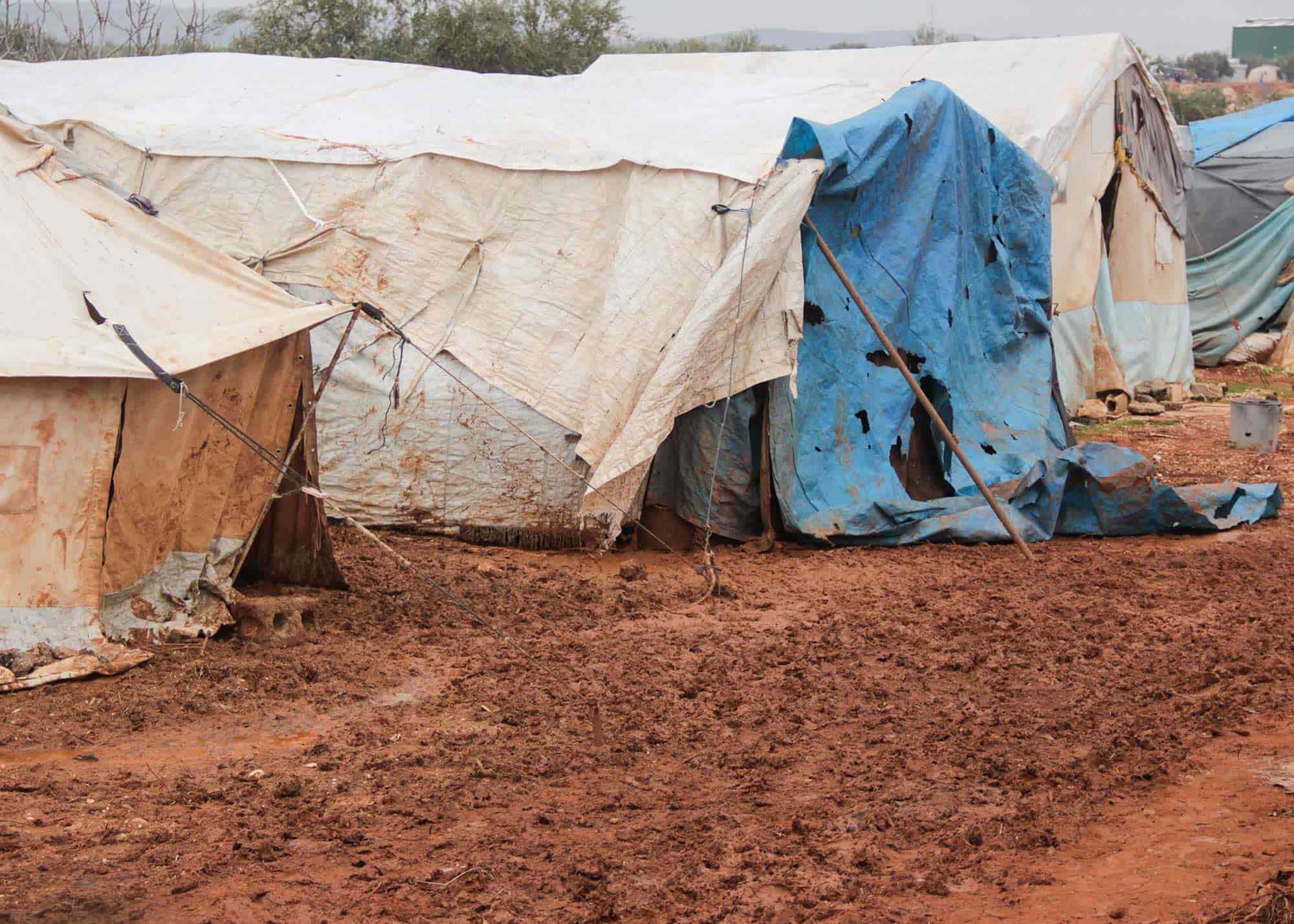 An Old tents inside syria in winter - Violet organization